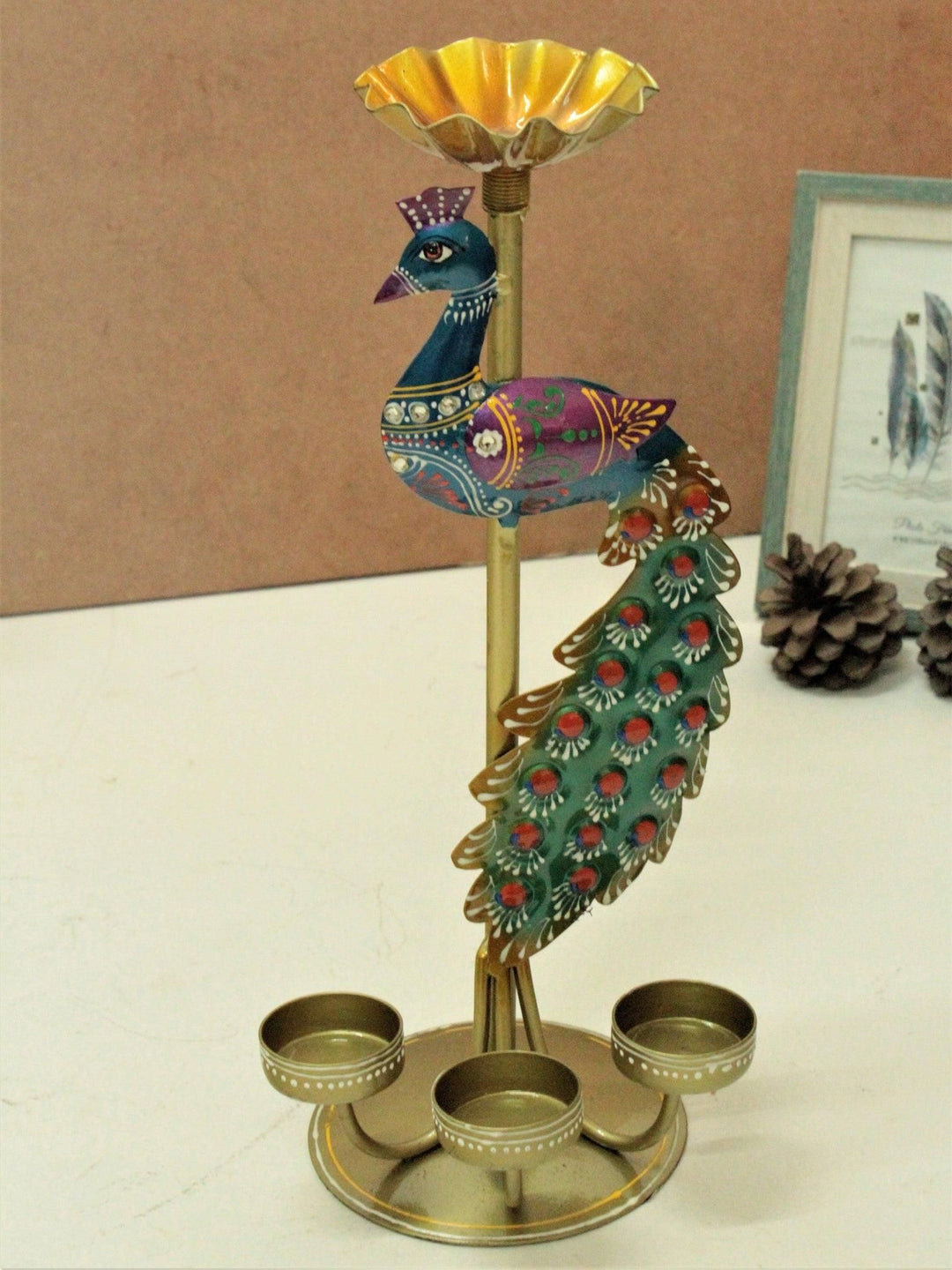 Crafted Peacock Tealight Holder
